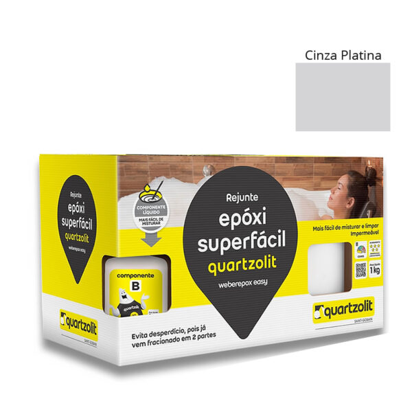 Rejunte Epóxi Cinza Platina Quartzolit Super Fácil 1Kg