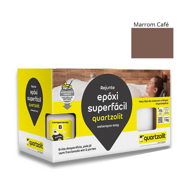 Rejunte Epóxi Marrom Café Quartzolit Super Fácil 1Kg